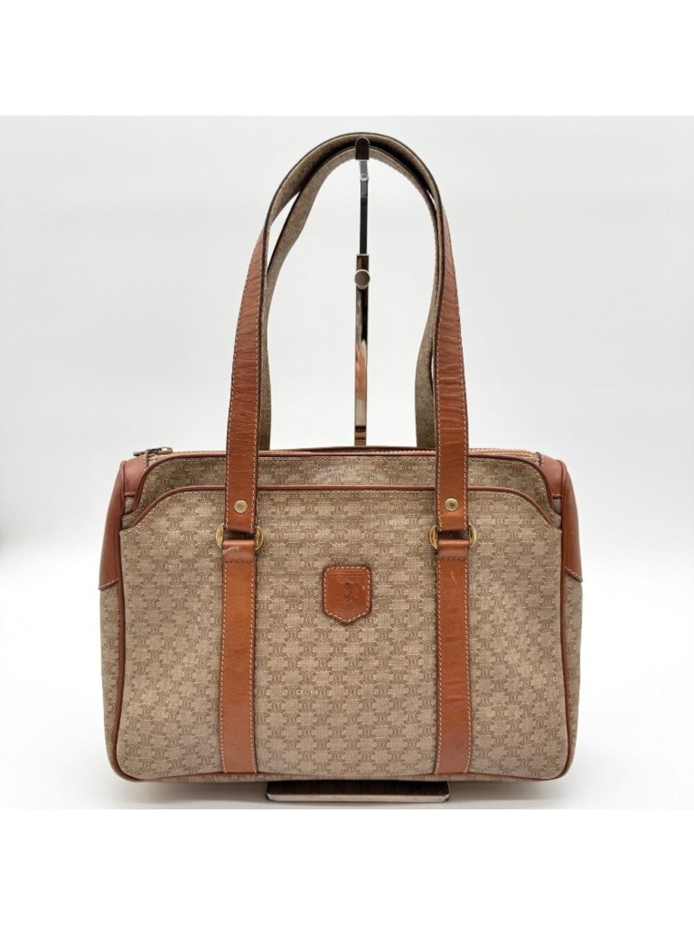 Celine Tote Macadam Brown Handbag Logo